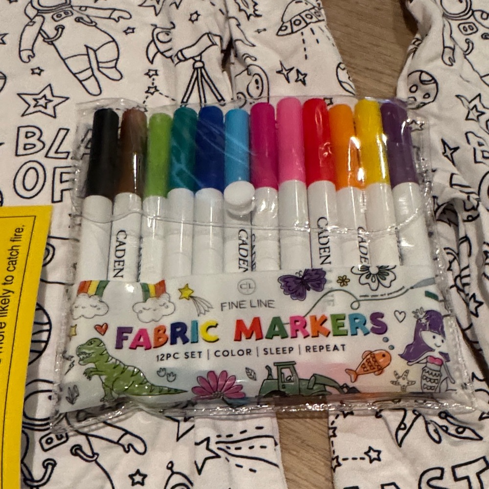 Caden Lane Blast Off Pajama Set with Fabric Markers - Picture 2 of 4